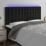 Gossi tablie de pat cu led, negru, 200x5x118/128 cm, catifea