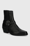 HUGO cizme de piele Kody femei, culoarea negru, cu toc drept, 50513527