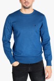 Pulover barbati cu logo si guler rotund albastru (Marime: 2XL)