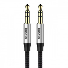 Cablu Audio AUX Stereo Baseus Yiven M30 3,5 Mm Mini Mufă Tată 1,5 M Argintiu-negru (CAM30-CS1) 6953156257207