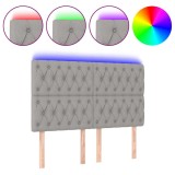Cumpara ieftin Tablie de pat cu LED, gri deschis, 144x7x118/128 cm, textil