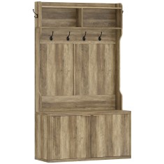 HOMCOM Cuier pantofar 4 &icirc;n 1 Cuier modern cu raft deschis pentru hol intrare dormitor 100x38x172 cm Stejar | Aosom Romania