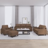 vidaXL Set de canapele cu perne, 4 piese, maro, textil