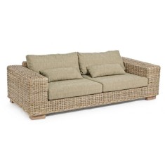 Canapea 4 locuri din rattan natur cu perne bej Leandro 220 cm x 97 cm x 72 h x 39 h1 x 56 h2 x 60 h3