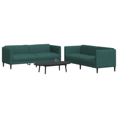 vidaXL Set canapele, 2 piese, verde &amp;icirc;nchis, material textil foto