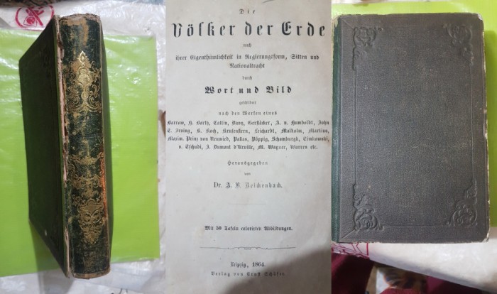 F749-I-RARITATE -OAMENII PAMANTULUI, Leipzig 1864 cu 50 planse litografice color