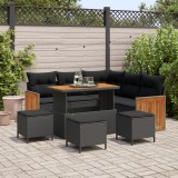 Set de Sofa de Grădină vidaXL 9 Piese cu Perne Negru Ratan Poliamidă Acacia, Sofa de Grădină vidaXL 2 Locuri cu Perne Negru Ratan Poliamidă, Set de Ci