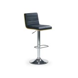 Scaun de bar HM H31, Piele ecologica, Baza cromata, Inaltime ajustabila, Rotativ, Suport picioare, 90 kg, Negru