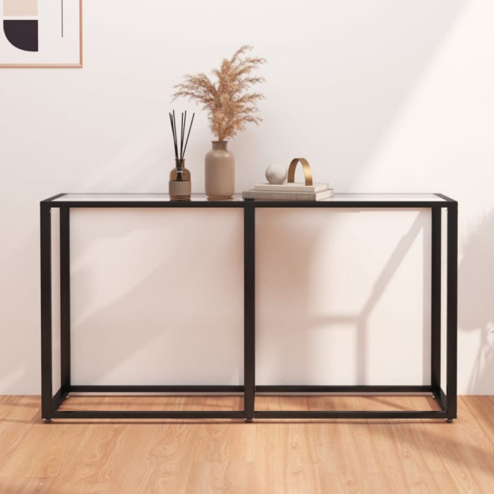Masă consolă, transparent, 140x35x75,5 cm, sticlă securizată