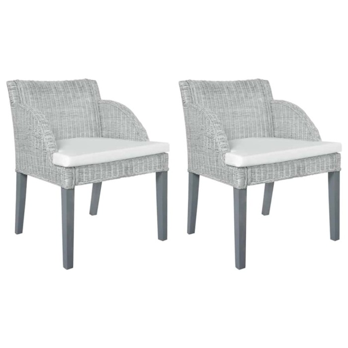 vidaXL Scaune de bucătărie cu perne, 2 buc., gri, ratan natural 325488