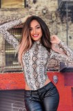 P586-9918 Body cu maneca lunga si imprimeu sarpe