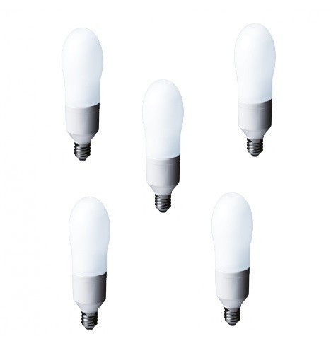 SET 5 becuri fluorescent Panasonic, soclu E27, putere 24W, forma oval, lumina alb rece, alimentare 220 - 240 V, &quot;EFA24E672V-5&quot; (timbru verde 2.25 lei)