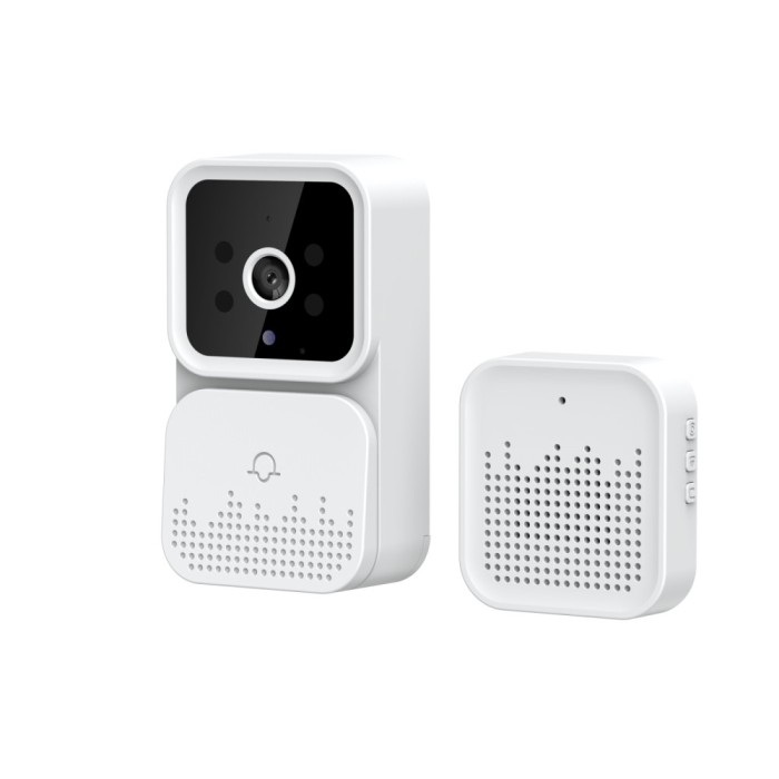 Videointerfon HD wireless Nuvikon M6, aplicatie Tuya, acumulator Li-Ion integrat, Alb