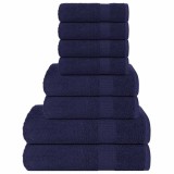 VidaXL Set prosoape 8 piese Bleumarin 360 g/m&sup2; 100% bumbac