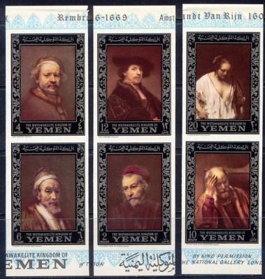 Yemen 1968 Rembrandt paintings (silver as main colour), imperf., MNH S.512 foto