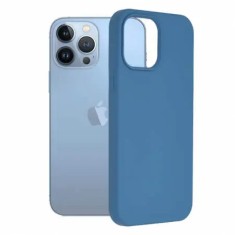 Husa iPhone 13 Pro Max Silicon Albastru Slim Mat cu Microfibra SoftEdge