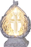 Decoratiune funerara solara LED cu cruce si aripi, 16,5x10x24 cm