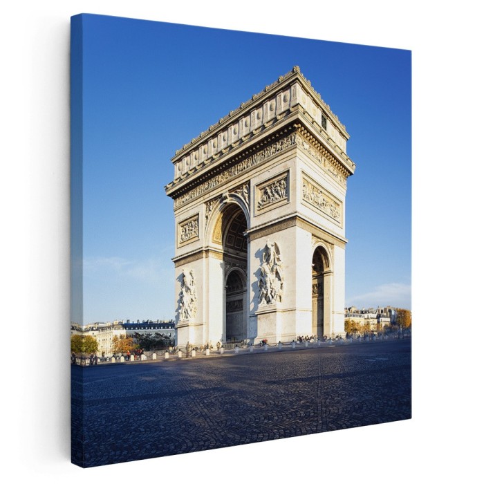 Tablou Arcul de Triumf Paris, Franta, albastru 1524 Tablou canvas pe panza CU RAMA 80x80 cm