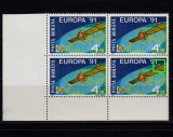 Cumpara ieftin RO 1991 LP1252 &quot;Europa CEPT Eutelsat I&quot; ,bloc de 4 cu eroare catalogata , MNH, Spatiu, Nestampilat