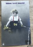 CPISTR11 Carte postala veche Paste Kellemes husveti unnepeket ilustrata copil pui editura NPG fototipie vintage colectie