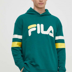 Fila bluza Luohe barbati, culoarea verde, cu glugă, cu imprimeu, FAM0675