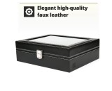 Cutie cu capac din sticla pentru 10 ceasuri, H&amp;S, negru, cu pernite, 22.5 x 7.5 x 20.5 cm, Resigilat, Grad A