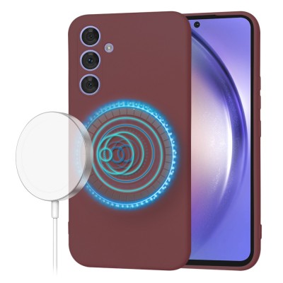 Husa silicon Samsung Galaxy A54 Techsuit SoftFlex MagSafe, bordo foto