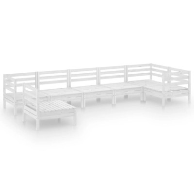 Set mobilier de gradina, 7 piese, alb, lemn masiv de pin foto