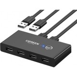 Hub USB UGREEN US216 Two Sharing Switch Box, 4 x USB-A, Negru