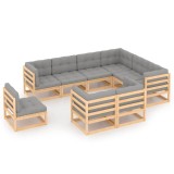 vidaXL Set mobilier grădină cu perne, 9 piese, lemn masiv de pin 3076854