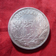 Moneda 25 000 lei 1946 Mihai I , argint , cal. F.Buna
