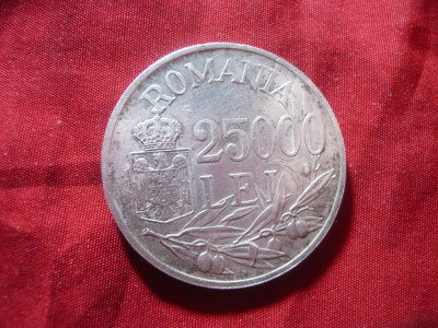 Moneda 25 000 lei 1946 Mihai I , argint , cal. F.Buna foto