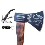 Set cadou 3 piese, Topor personalizat "La multi ani Nasul" 1000g, coada lemn, Tirbuson personalizat, Breloc personalizat cu functie de deblocare