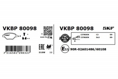Set placute frana fata SKF VKBP80098 foto