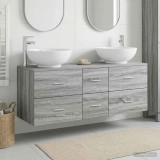 Cumpara ieftin Set dulap baie 3 buc. Sonoma gri 129 x 44,5 x 80 cm