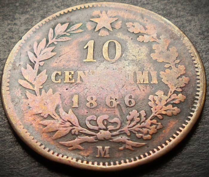 Moneda istorica 10 CENTESIMI - ITALIA REGAT, anul 1866 M *cod 3876