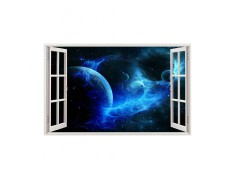 Autocolant decorativ, Fereastra, Planete, Multicolor, 83 cm, 213ST foto