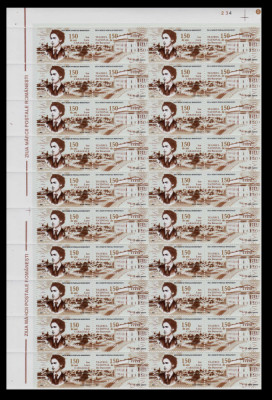 ✅RO 2002 , LP 1589 ,&amp;quot; Ziua marcii rom./diptic- Caragiale &amp;quot; ,serie bloc de 20 ,MNH foto