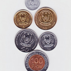 Moneda Rwanda 1 - 100 Franci 2003-11 - KM#22-32 UNC ( set x6, 1 bimetalica )