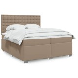vidaXL Pat continental cu saltea, cappuccino, 200x200 cm, piele eco 3290739