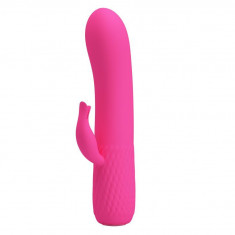 Vibrator elegant cu masaj clitoridian 15cm usb foto