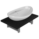 Cumpara ieftin Set mobilier de baie, 2 piese, negru, ceramica