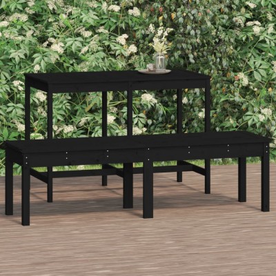 vidaXL Bancă grădină 2 locuri, negru, 159,5x44x45cm, lemn masiv de pin 824015 foto