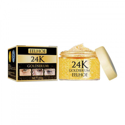 Crema de ochi cu aur 24K si acid hialuronic pentru reducerea cearcanelor si ridurilor, 50g foto