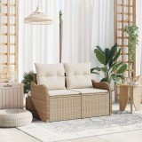 VidaXL Sofa de grădină pentru 2 persoane, cu perne bej, din poliratan