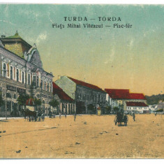 2884 - TURDA, Cluj, Market, Romania - old postcard - used - 1917