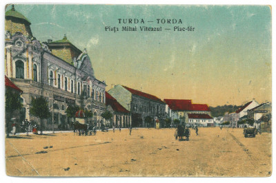 2884 - TURDA, Cluj, Market, Romania - old postcard - used - 1917 foto