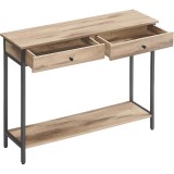 Masa consola VASAGLE industriala cu 2 sertare si raft, maro camel, 100 cm