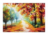 Cumpara ieftin Tablou peisaj pictat manual, In armonie, 70x50cm ulei pe panza in cutit efect 3D, gata de agatat pe perete
