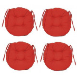 Set Perne decorative rotunde, pentru scaun de bucatarie sau terasa, diametrul 35cm, culoare rosu, 4 buc/set, Palmonix